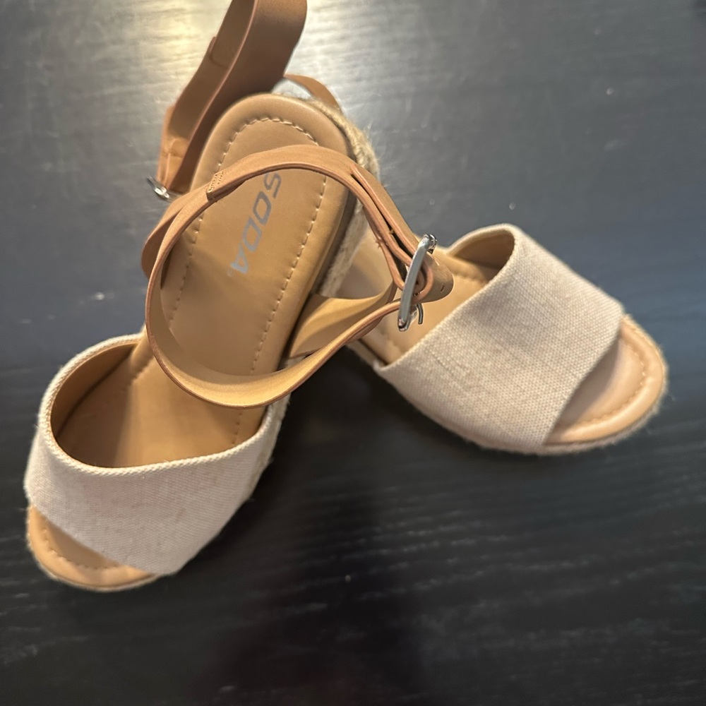 Soda Beige Sandals with Ankle Strap